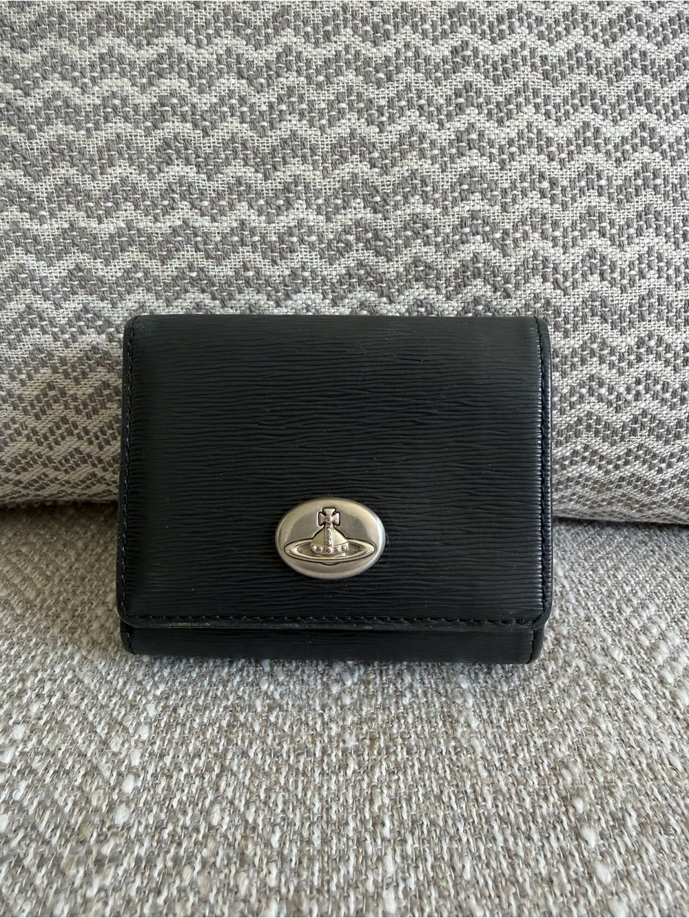 Vivienne Westwood Black Epi Leather Orb Compact Trifold Wallet